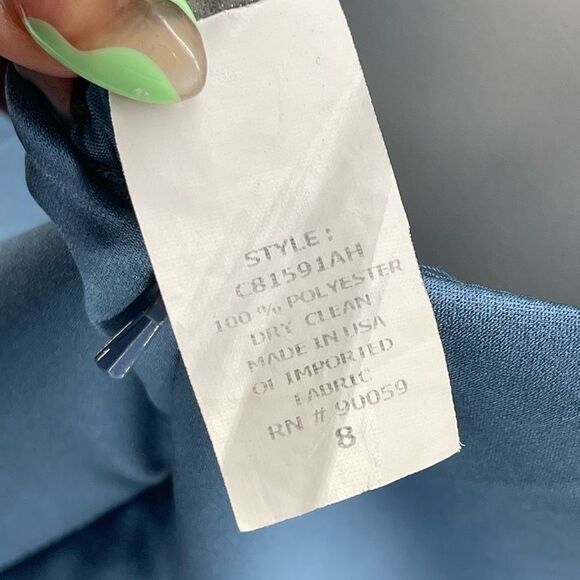 David’s Bridal Women’s Blue Squareneck Sleeveless Fit & Flare Cocktail Dress 8 - Picture 12 of 14